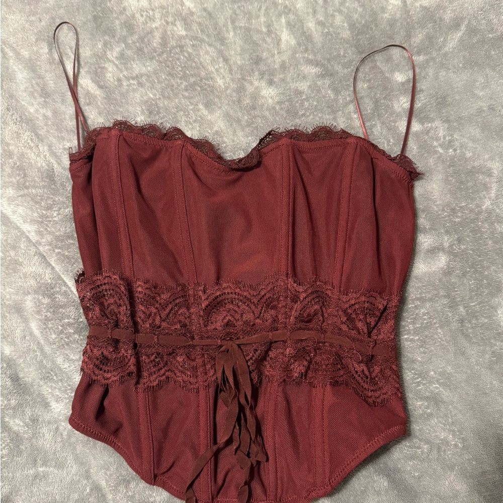 Windsor Burgundy Lace Corset Top